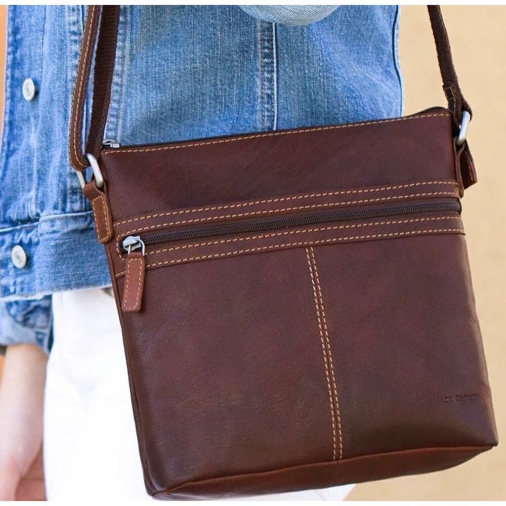 Jack Georges CITY CROSSBODY #7298 buffalo Brown Leather purse